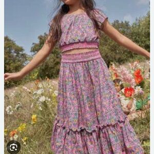 Mini Boden Pink and Purple Matching Skirt Set